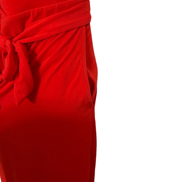 EXPRESS RED BELTED CRISS CROSS KEYHOLE TOP OPEN WIDE LEG JUMPSUIT - Picture 11 of 11